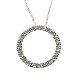 10k White Circle Diamond Pendant