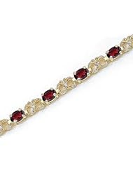 14kt Yellow Gold Oval Garnet and Diamond Bracelet