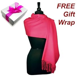 Buy 100% Pashmina HOT PINK FUSCHIA RED Shawl Wrap. Woman's Scarf. by Pashmina