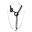 HinsonGayle Glamour Collection "VENUS" Triple Strand Peacock Black Cultured Pearl Lariat Necklace