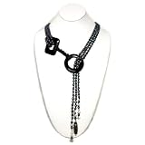 Glamour Collection "VENUS" Triple Strand Peacock Black Cultured Pearl Lariat Necklace