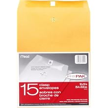 Mead 10X13 Clasp Envelopes, Office Pack 15 Count (76022)