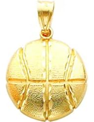 14K Yellow Gold Basketball Pendant Jewelry Sports