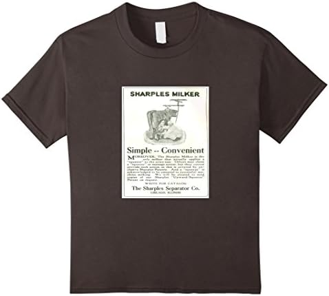 Kids Sharples Milker T-Shirt Vintage Dairy Farm Cow Ad Farmer Tee 10 Asphalt