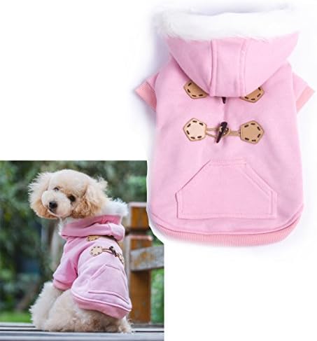 Pink Warm Winter Fashion Pet Dog Clothes with Hoodies Luxury Quality Size L