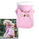 Pink Warm Winter Fashion Pet Dog clothes with hoodies Luxury quality size S