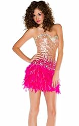 Short Chiffon/Taffeta/Tulle Crystal Beaded Feathers Sequined Applique Lace Crystals Party Dress/Wedding Dress/Mini Dress 