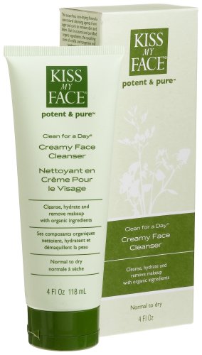 Kiss My Face Organic Clean for a Day Creamy Face Cleanser, 4-Ounce Tubes (Pack of 3)