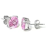 Sterling Silver 8MM Gemstone Rose Quartz Stud Earrings