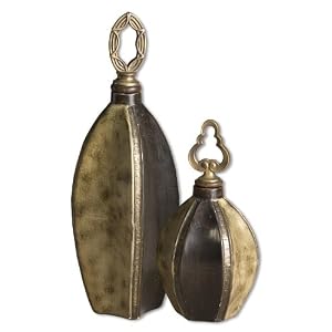 Set of 2, Norrika, Ceramic Bottles, Home Decor, Accent by Timeless Elements