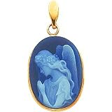 14K Gold Agate Guardian Angel Cameo Pendant Jewelry |B