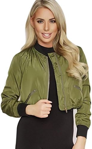 EKIMI Women's Fashion Zipper Autumn Winter Street Jacket Coat Outwear (S, Army Green)