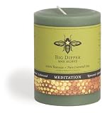 Long-lasting Hand-cast 100% Pure Beeswax Candle, 3 inch X 4 inch Aromatherapy Pillar - Meditation (Rosewood-Cedarwood)