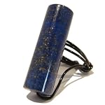 Lapis Ring 01 Wire Wrapped Crystal Healing Blue Gold Pyrite Black Cylinder Stone Chunky Size 7