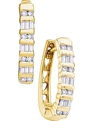 14KT Yellow Gold 0.25 CTW Diamond Fashion Hoops