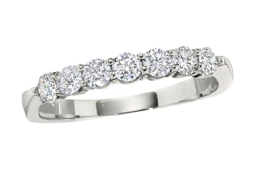 Andrew Meyer Shared Prong 18K White Gold Band with 7 Diamonds 0.50 tcw IJ SI3 Quality