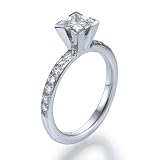 14k White or Yellow Gold Princess 4-Prong Solitaire Diamond Ring (1.00 ct, H Color, SI1-2 Clarity)