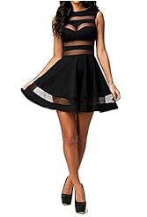Sheer Mesh Cocktail Sleeveless Chiffon Skater Dress/Evening Dress/Party Dress/Mini Dress 