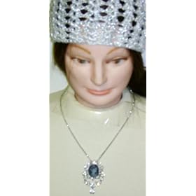 Sterling Silver Medium Chain Necklace with Crystals Embedded Pendant Offered with Hand Crocheted...