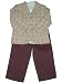 Little Boys' Suit with Khaki Plaid Coat, Dress Shirt, Brown Pants and Tie