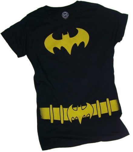  Batgirl Costume All-Over Print Crop Sleeve Fitted Juniors T-Shirt
