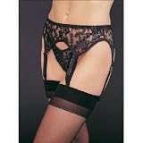 1st Fantasies Affordable Economy Lace Garter Belt Set and Matching Thong (Color & Size Choices)