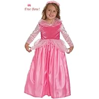 Little Adventures Sleeping Beauty Princess Dress Up Costume w/ Free Bow - Girls Size 3T 4T 5- Machine Washable