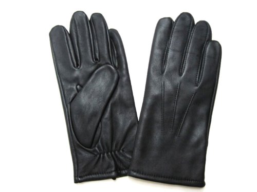 Fownes Men’s Cashmere Lined Black Lambskin Leather Gloves-Medium