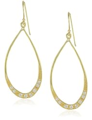 Sterling Silver Cubic Zirconia Open Teardrop Drop Earrings