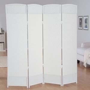 Kaven Outdoor/Indoor Woven Resin 4 Panel Privacy Screen Room Divider White - CDI-137SN4 WHITE
