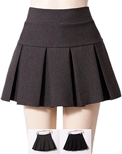 Linrry Women High Waist Pleated Mini Skirt dark grey