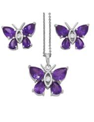 Zirconia by Debbie 925 Purple CZ Butterfly Set