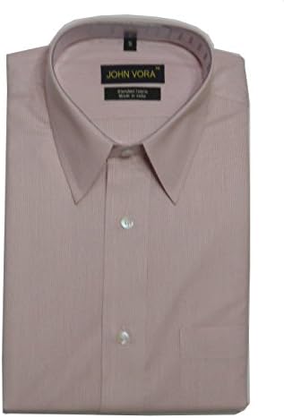 John Vora - Men's Thin Pink and White Stripes Regular Shirt (Small)