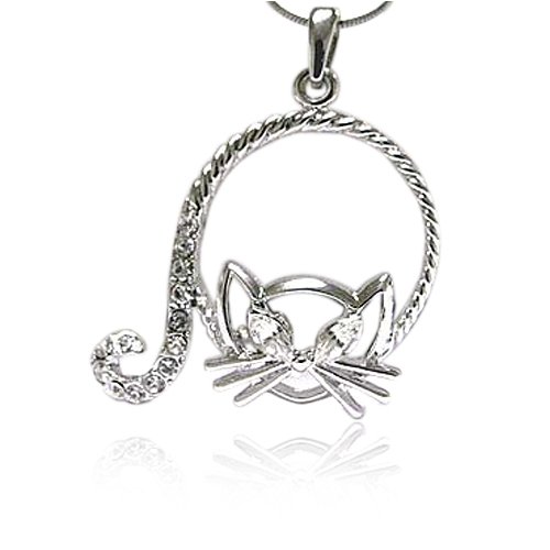Kitty Crystal Cat Pendant Necklace Fashion Jewelry