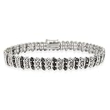 Sterling Silver Black Diamond Accent S Pattern Tennis Bracelet ~ SilverSpeck.com