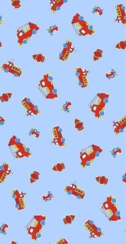 Picture of Cozy SheetWorld Fitted Pack N Play (Graco Square Playard) Sheet - Fire Engines Blue - Made In USA PP3636-W636 (Playard Bedding)