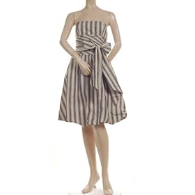 BCBG IVORY TAFFETA JACQUARD TIE BUBBLE DRESS 10