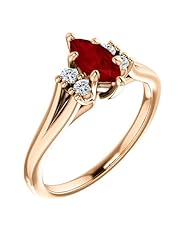 18K Rose Gold 8.00x4.00mm Marquise Cut Chatham Created Ruby and Diamond Ring -- LIFETIME WARRANTY