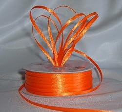 Ribbon - Satin Ribbon- 1/8" Double Face 100 Yards (300 FT) - Orange - Sewing - Craft - Wedding Favors