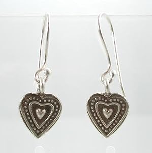 Pretty Little Stamped Heart Dangle Earrings, #9489