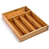 Seville Classics Bamboo Cutlery Tray, Medium