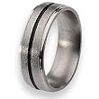 Black Accent Satin and Polished Titanium Ring (6.0 mm) - Sizes 8-12
