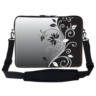 Meffort Inc 15 15.6 inch Gray Black Swirl Design Laptop Sleeve Bag Carrying Case with Hidden Handle and Adjustable Shoulder Strap