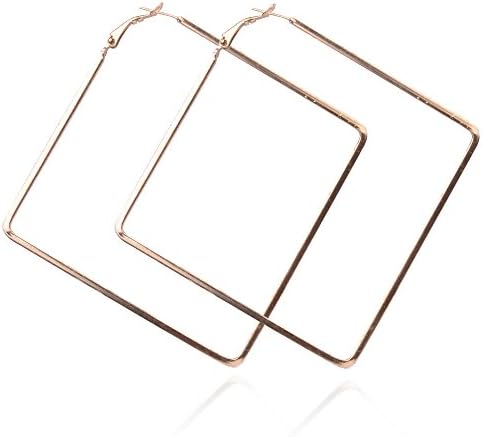 1 Pair Golden Lady's Earring Hoops Fashion Frame Drops (Square Frame)