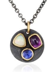 Stephanie Albertson 3 Gemstone Medallion Necklace