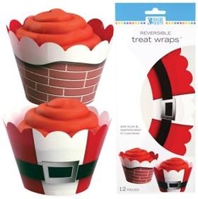*FREE STANDARD SHIPPING - Christmas Santa / Chimney Wrapper Cupcake KIT - 12 Cupcake Wrappers, Dusting Sugar Sampler, & Bonus Card - We Ship Within 1 Business Day w/ *FREE Standard Shipping!