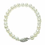 Sterling Silver White Freshwater Cultured Pearl A Grade  6.5-7mm Bracelet, 7.25
