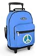 Peace Sign Rolling Blue Backpack Peace Signs - Wheeled Travel or School Carry-On Trolley Travel Bags with Wheels - Best Quality-