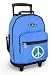 Peace Sign Rolling Blue Backpack Peace Signs - Wheeled Travel or School Carry-On Trolley Travel Bags with Wheels - Best Quality-