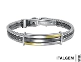 Italgems Men's Cable Bangle in Stainless Steel and 18K Yellow Gold